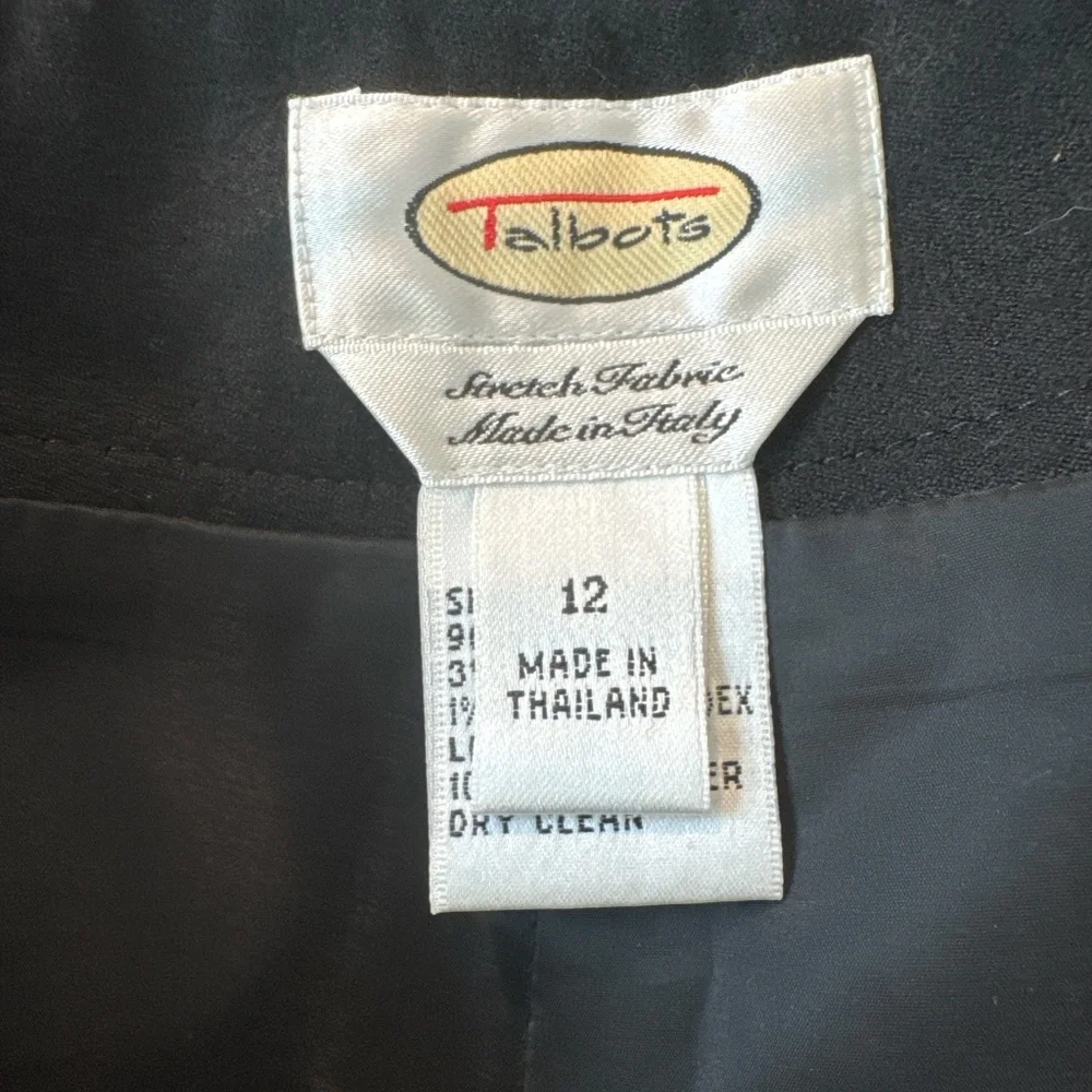 Vintage Talbots Pants 12 Wool Wide Leg Minimalist Trouser Career Classic Black‎